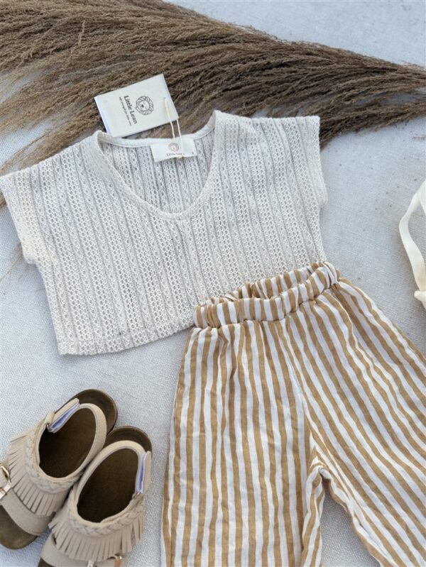LITTLE LEAN BREEZE KNIT LACED TEE