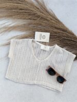 LITTLE LEAN BREEZE KNIT LACED TEE