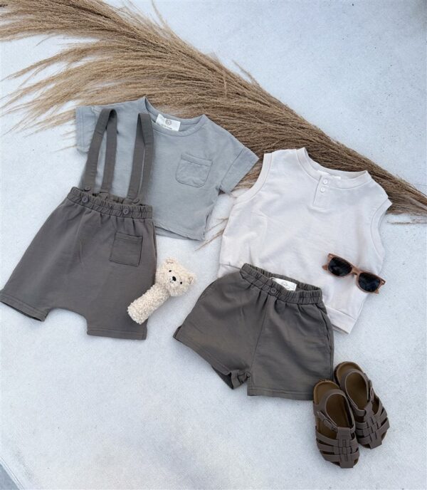 LITTLE LEAN THE BASIC COTTON SUSPENDER CHARCOAL
