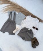 LITTLE LEAN THE BASIC COTTON SUSPENDER CHARCOAL