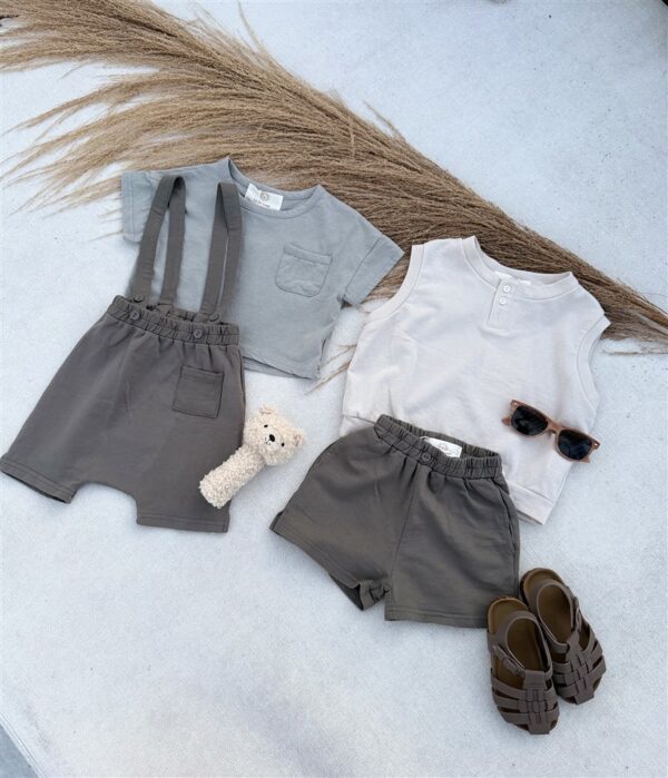 LITTLE LEAN THE BASIC COTTON SUSPENDER CHARCOAL
