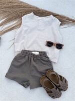 LITTLE LEAN BASIC COTTON SHORT CHARCOAL