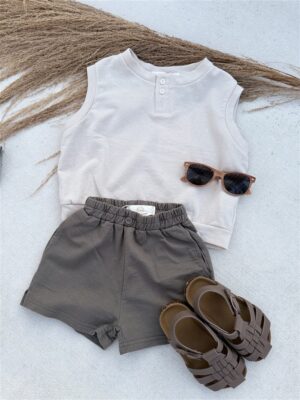 LITTLE LEAN BASIC COTTON SHORT CHARCOAL