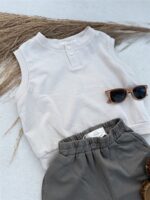 LITTLE LEAN BASIC COTTON SHORT CHARCOAL