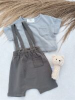 LITTLE LEAN THE BASIC COTTON SUSPENDER CHARCOAL