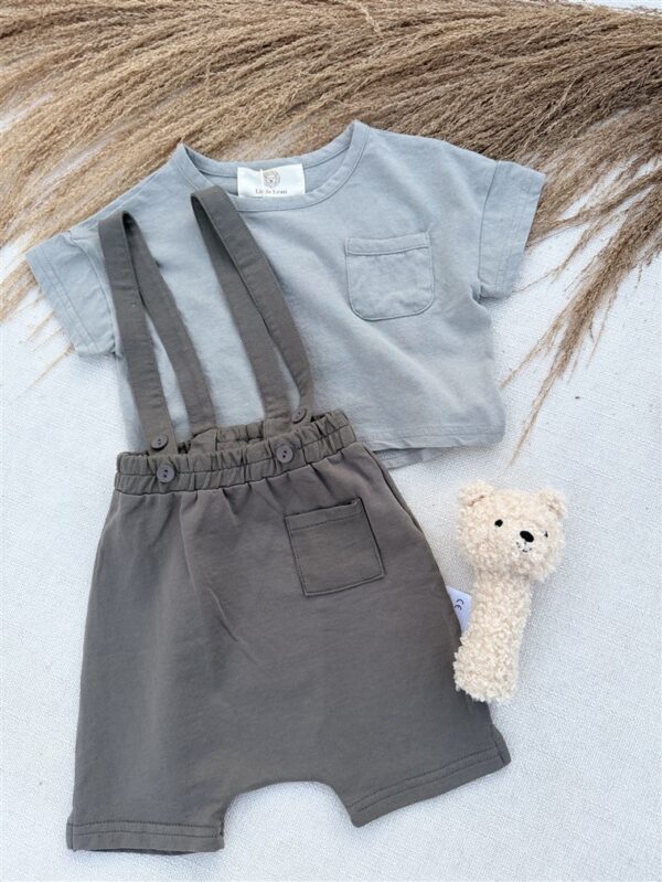 LITTLE LEAN THE BASIC COTTON SUSPENDER CHARCOAL