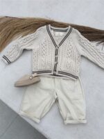 LITTLE LEAN CABLE KNIT CARDIGAN BEIGE