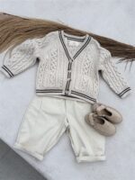 LITTLE LEAN CABLE KNIT CARDIGAN BEIGE