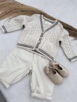 LITTLE LEAN CABLE KNIT CARDIGAN BEIGE