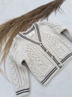 LITTLE LEAN CABLE KNIT CARDIGAN BEIGE