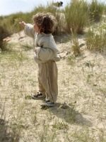 LITTLE LEAN Curve Pants Cotton Beige
