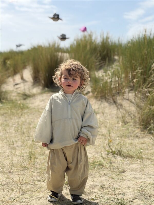 LITTLE LEAN Curve Pants Cotton Beige