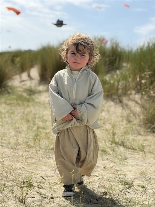 LITTLE LEAN Curve Pants Cotton Beige