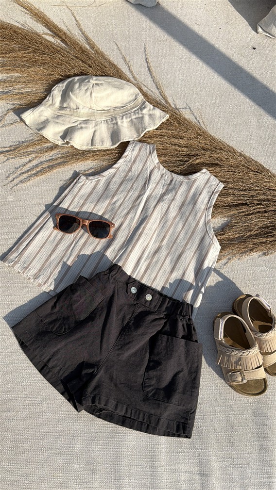 Top Striped Cut Out Back
