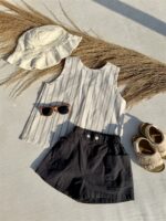 Top Striped Cut Out Back