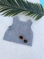 Striped Top Woven Sleeveless Blue