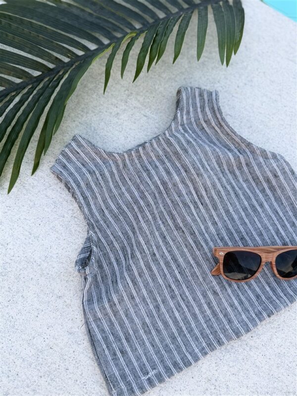 Striped Top Woven Sleeveless Blue