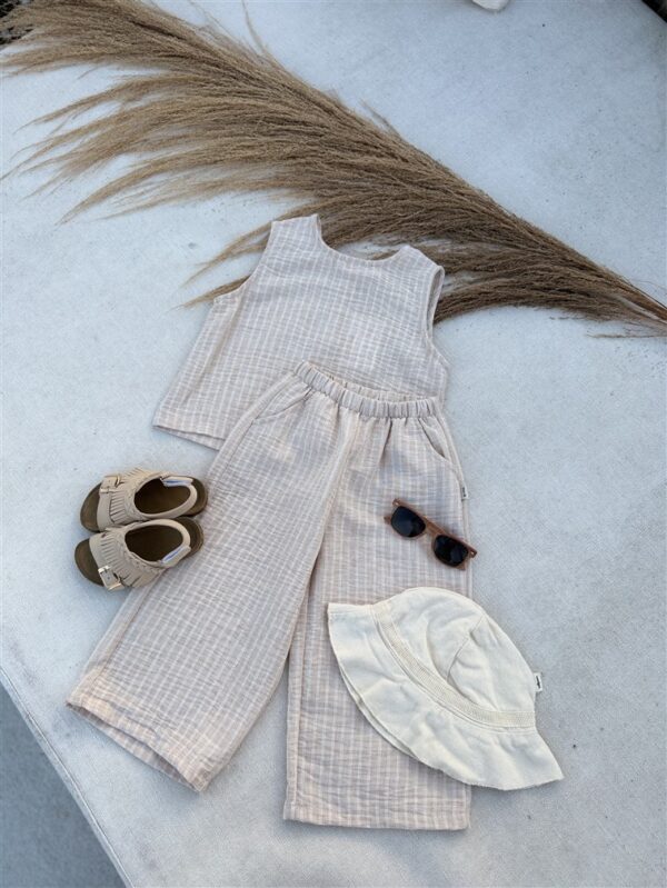 Striped Top Woven Sleeveless Nude