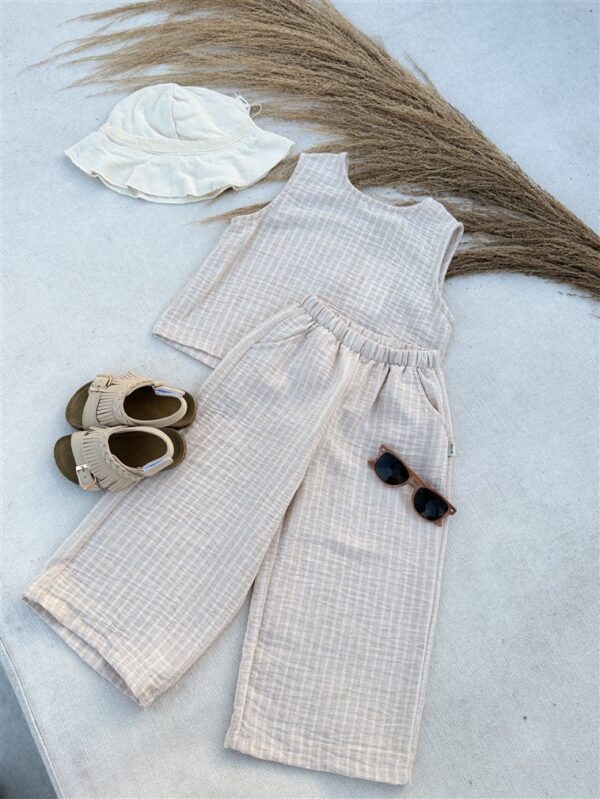Striped Top Woven Sleeveless Nude