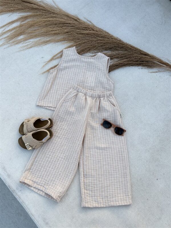 Striped Top Woven Sleeveless Nude