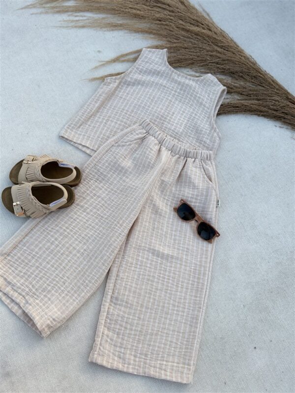 Striped Top Woven Sleeveless Nude