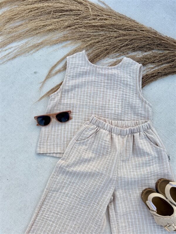Striped Summer Wide Pants Nude