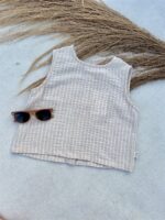 Striped Top Woven Sleeveless Nude