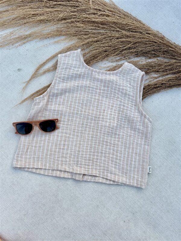 Striped Top Woven Sleeveless Nude
