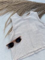 Striped Top Woven Sleeveless Nude