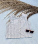 Striped Top Woven Sleeveless Nude