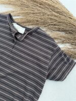 LITTLE LEAN Louie Tee Striped Antraciet Brown