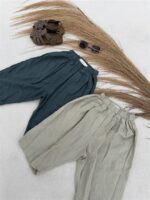 LITTLE LEAN Linnen Mood Pants Sage 100%Linnen