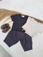 LITTLE LEAN Curve Pants Cotton Charcoal