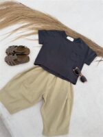 LITTLE LEAN Curve Pants Cotton Beige