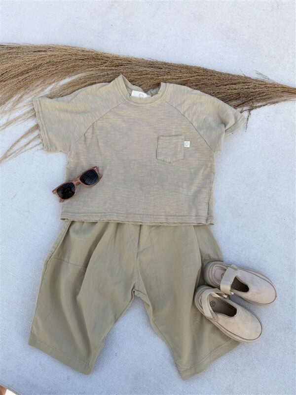 LITTLE LEAN Curve Pants Cotton Beige