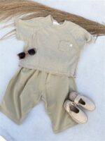 LITTLE LEAN Curve Pants Cotton Beige