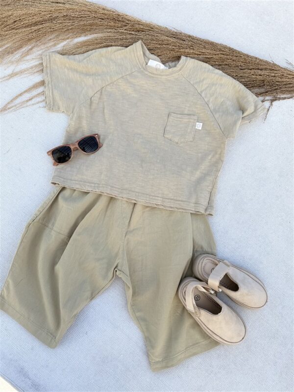 LITTLE LEAN Curve Pants Cotton Beige