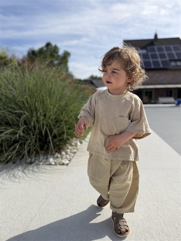 LITTLE LEAN Curve Pants Cotton Beige