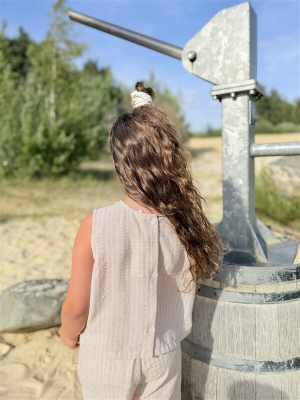 Striped Top Woven Sleeveless Nude