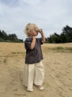LITTLE LEAN Louie Tee Striped Antraciet Brown