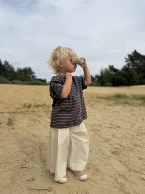 LITTLE LEAN Louie Tee Striped Antraciet Brown