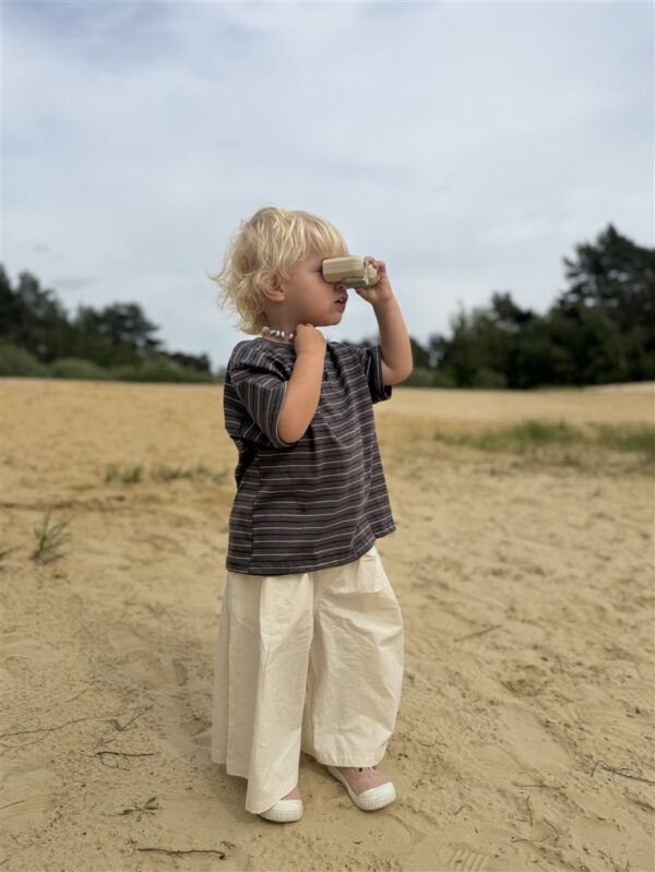 LITTLE LEAN Louie Tee Striped Antraciet Brown