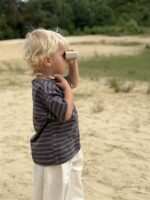 LITTLE LEAN Louie Tee Striped Antraciet Brown