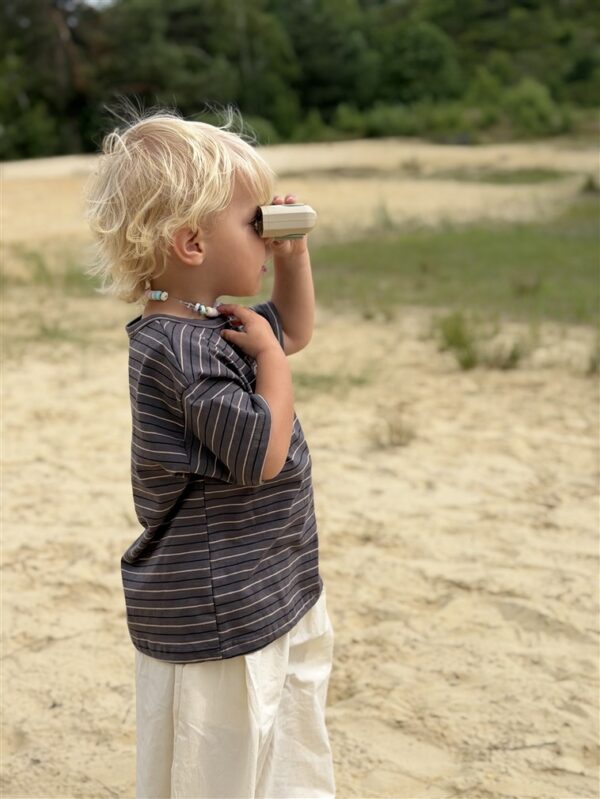 LITTLE LEAN Louie Tee Striped Antraciet Brown