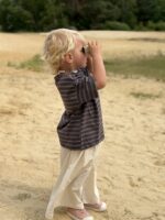 LITTLE LEAN Louie Tee Striped Antraciet Brown