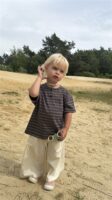 LITTLE LEAN Louie Tee Striped Antraciet Brown