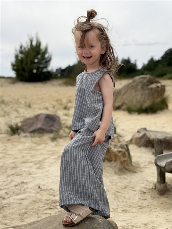 Striped Summer Wide Pants Blue