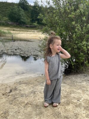 Striped Summer Wide Pants Blue